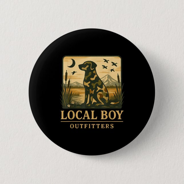 Camo Southern Local Boy Duck Hunting Black Lab Out Button (Vorderseite)