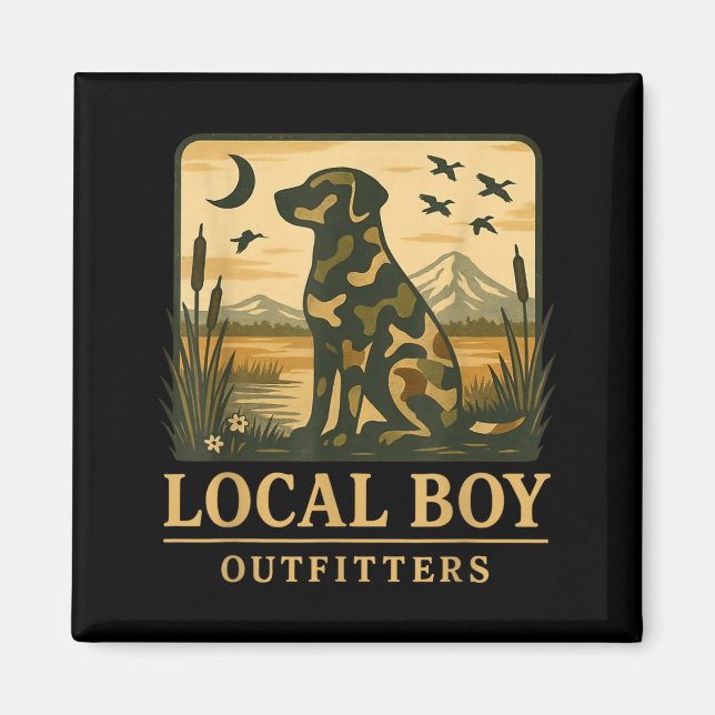 Camo Southern Local Boy Duck Hunting Black Lab Out Magnet (Vorne)