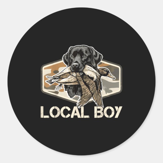 Camo Southern Local Boy Duck Hunting Black Lab Out Runder Aufkleber (Vorderseite)