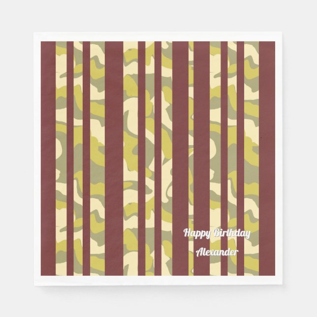 Camo Stripe Birthday Party  Serviette (Vorderseite)
