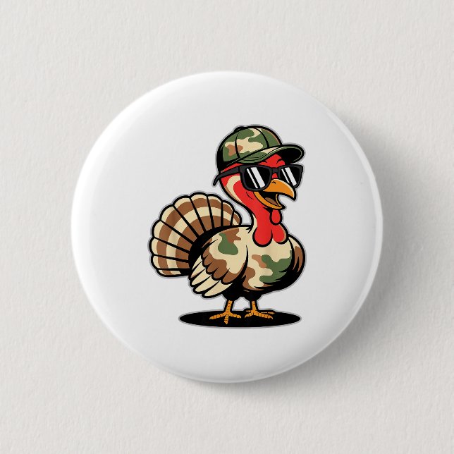 Camo Turkey Day Hunting Fall Thanksgiving  Button (Vorderseite)