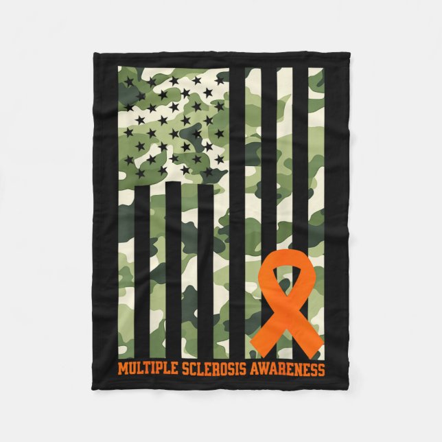 Camo Usa Flag Multiple Sclerosis Awareness Month M Fleecedecke (Vorderseite)