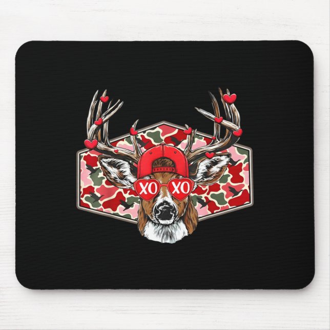 Camo Xoxo Valentine Buck Deer Hunting Season Famil Mousepad (Vorne)