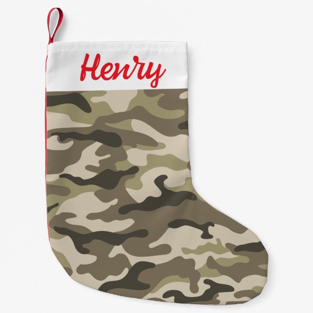 Camoflauge Christmas Stocking - Personalized Name  Kleiner Weihnachtsstrumpf (Vorderseite)