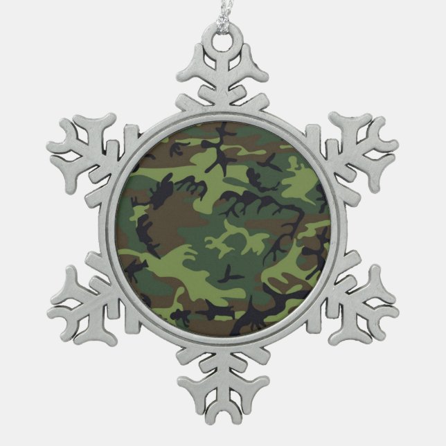 CAMOFLAUGE PATTERN SCHNEEFLOCKEN Zinn-Ornament (Vorderseite)
