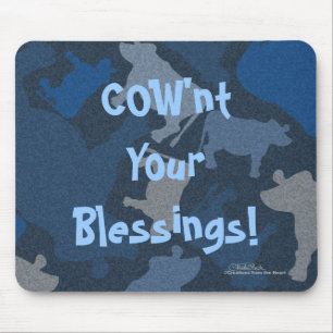 CaMOOflage Kuh-Collage in blau Mousepad