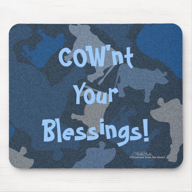 CaMOOflage Kuh-Collage in blau Mousepad (Vorne)