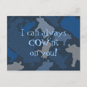 CaMOOflage Kuh-Collage in blau Postkarte