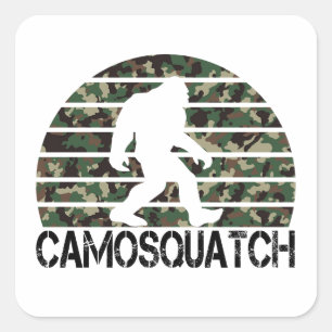 Camosquatch Funny Bigfoot Quadratischer Aufkleber