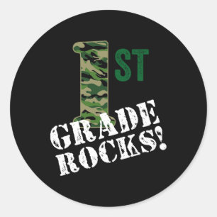 Camouflage 1. Klasse Rocks erster Klasse zurück zu Runder Aufkleber