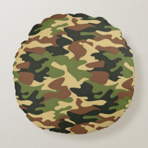 Camouflage 1 rundes kissen