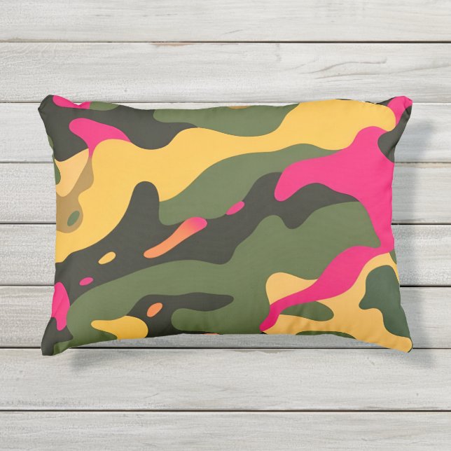 Camouflage Abstrakt Akzent Pillow Kissen Für Draußen (Vorderseite)
