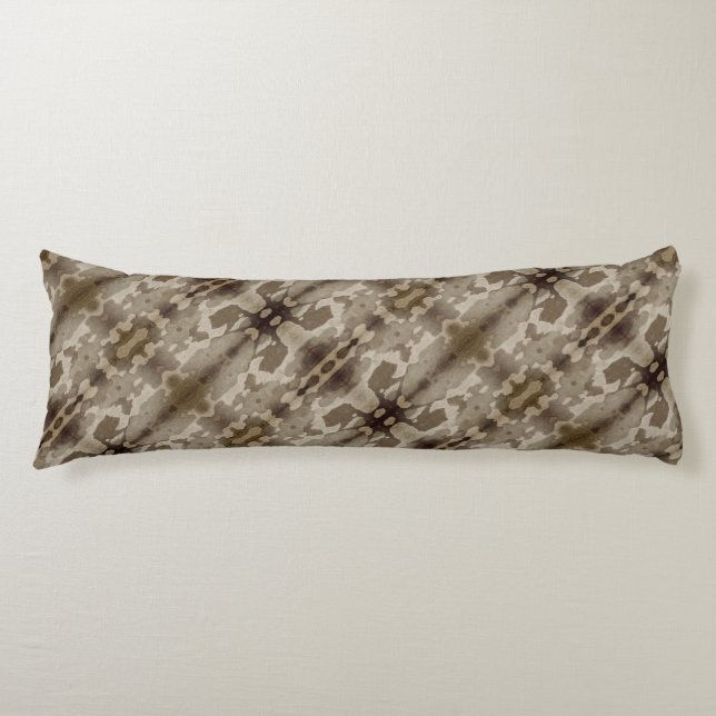 Camouflage Abstrakt Mocha Brown Beige Creme Kissen (Vorderseite)