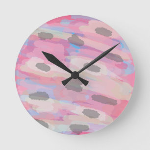 Camouflage Abstrakt rosa Muster Runde Wanduhr