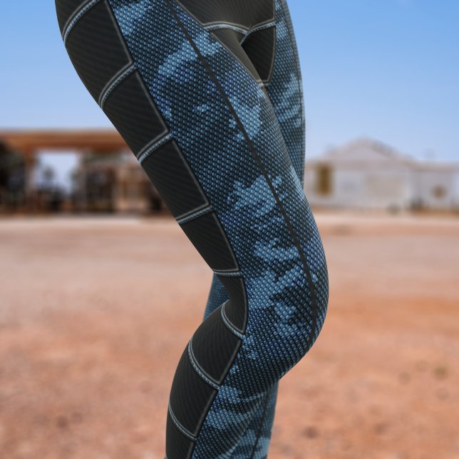 Camouflage Action Blue Cosplay Kostüme Leggings (Perfect to wear when you're battling aliens or zombies. Just add your initials)