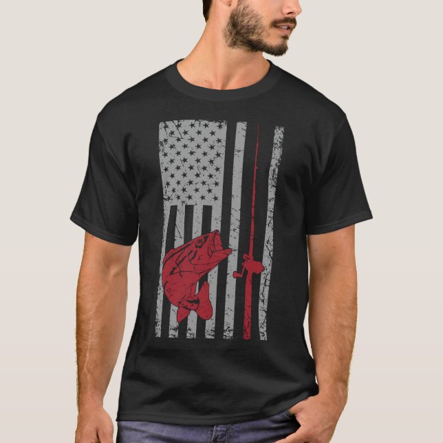 Camouflage American Flag Bass Fishing Gift USA Fla T-Shirt (Vorderseite)