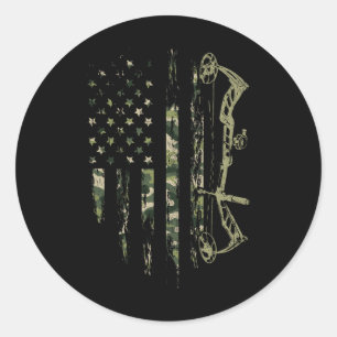 Camouflage American Flag Bowhunting Bow Archery De Runder Aufkleber