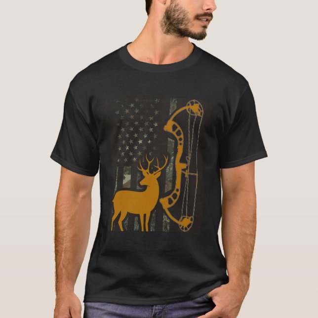 Camouflage American Flag Buck Jagd Geschenk für di T-Shirt (Vorderseite)