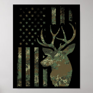 Camouflage American Flag Buck Jagd Geschenk für El Poster