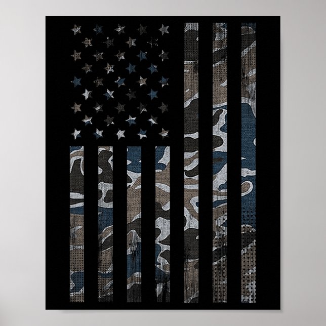 Camouflage American Flag Camouflage Military 4. Ju Poster (Vorne)