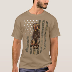 Camouflage American Flag Drahthaar Pointing Griffo T-Shirt