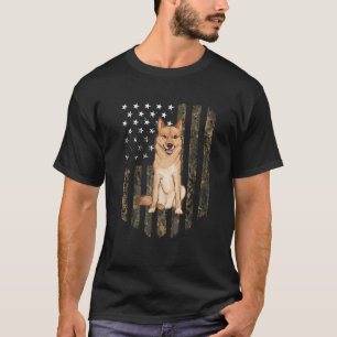 Camouflage American Flag Finnischer Spitz 4. Juli  T-Shirt