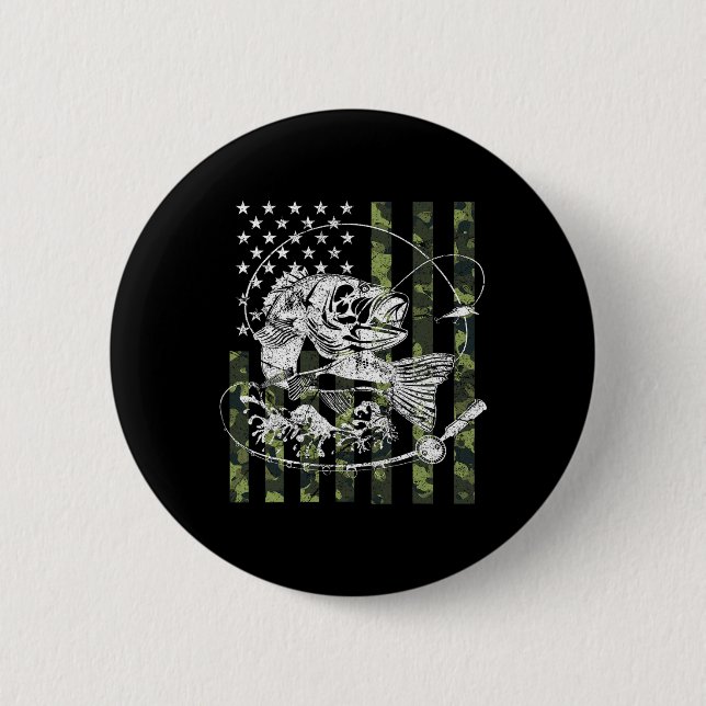 Camouflage American Flag Fishing Gips for Men Wom Button (Vorderseite)