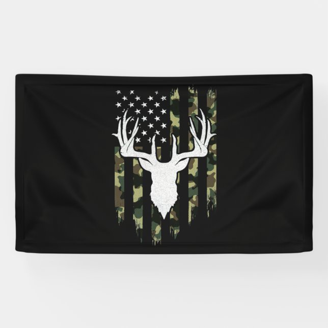 Camouflage American Flag Jagd auf Hirsche Banner (Horizontal)