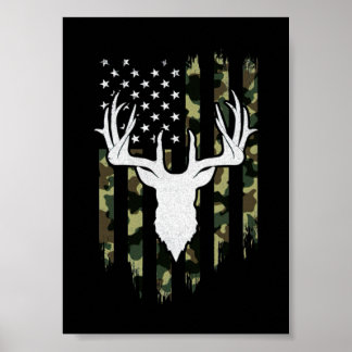 Camouflage American Flag Jagd auf Hirsche Poster