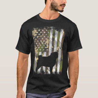 Camouflage American Flag Mops Vintag Animal Pet Do T-Shirt