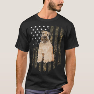 Camouflage American Flag Soft Coat Wheaten Terrier T-Shirt