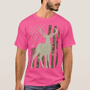 Camouflage American Flag Usa Hunter Deer Hunting E T-Shirt