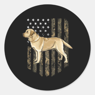 Camouflage American Flag Yellow Labrador Retriever Runder Aufkleber