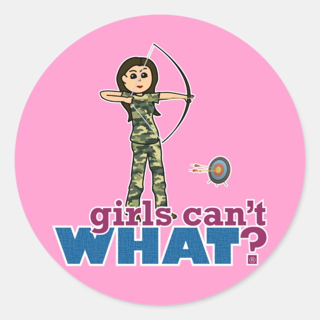 Camouflage Archery Girl - Licht Runder Aufkleber (Vorderseite)