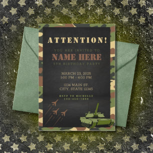 Camouflage Army Green Brown Geburtstag Einladung