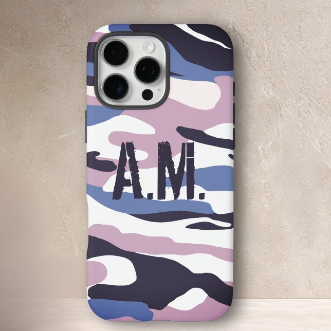 Camouflage Army Monogram Blue Pink Case-Mate iPhone Hülle (Camouflage Army Monogram Blue Pink Case-Mate iPhone Case)