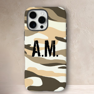 Camouflage Army Monogram Broen Yellow iPhone 16 Pro Max Hülle