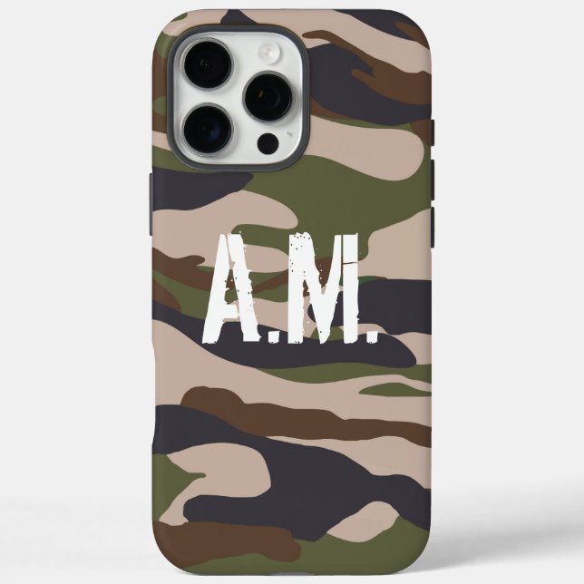 Camouflage Army Monogram Brown Green Case-Mate iPhone Hülle (Rückseite)