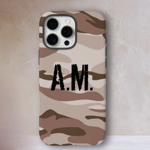 Camouflage Army Monogram iPhone Case-Beige-Brown 16 Pro Max Hülle