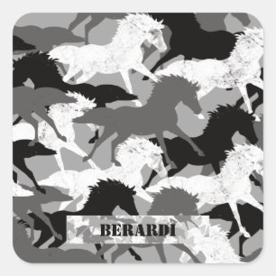 Camouflage Artic Black and White Camouflage Horse Quadratischer Aufkleber
