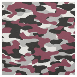 Camouflage aus Burgund, Schwarz, Weiß und Grau Stoff