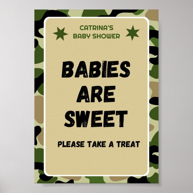 Camouflage Baby Duschzeichen Poster (Vorne)