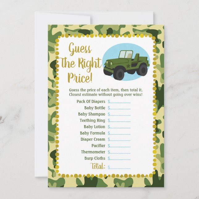 Camouflage Baby schätzt das richtige Preisspiel (Vorderseite)