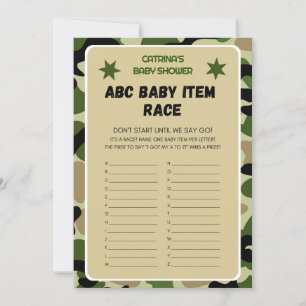 Camouflage Babydusche - bestellbarer Name, 12x18 Einladung