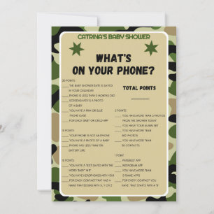 Camouflage Babydusche - bestellbarer Name, 12x18 Einladung