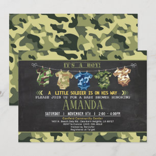 Camouflage Babydusche einladen Einladung