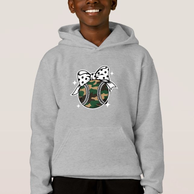 Camouflage Baseball mit Polka Dot Bow Hoodie (Vorderseite)