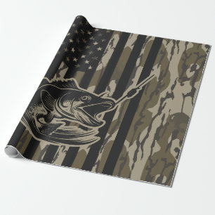 Camouflage Bass Fischen Flaggenflagge Bottomland C Geschenkpapier