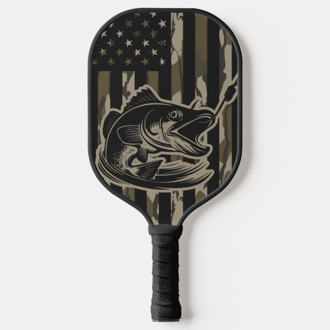 Camouflage Bass Fischen Flaggenflagge Bottomland C Pickleball Schläger (Vorderseite)