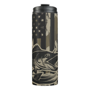 Camouflage Bass Fischen Flaggenflagge Bottomland C Thermosbecher